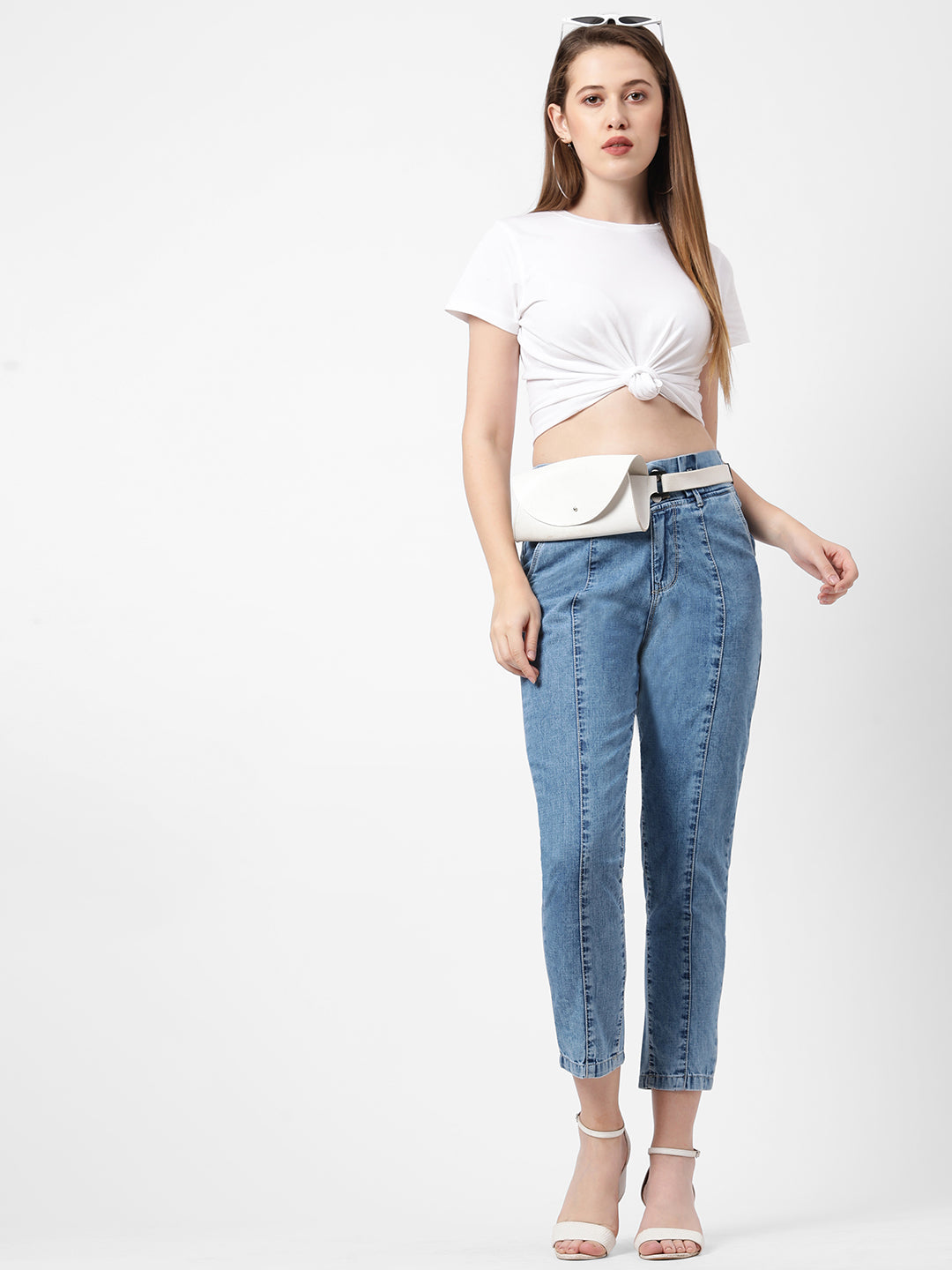 Women Light Blue High-Rise Baggy Fit Jeans