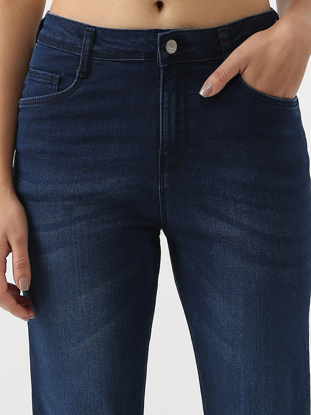 Women High Rise Mini Flared Jeans