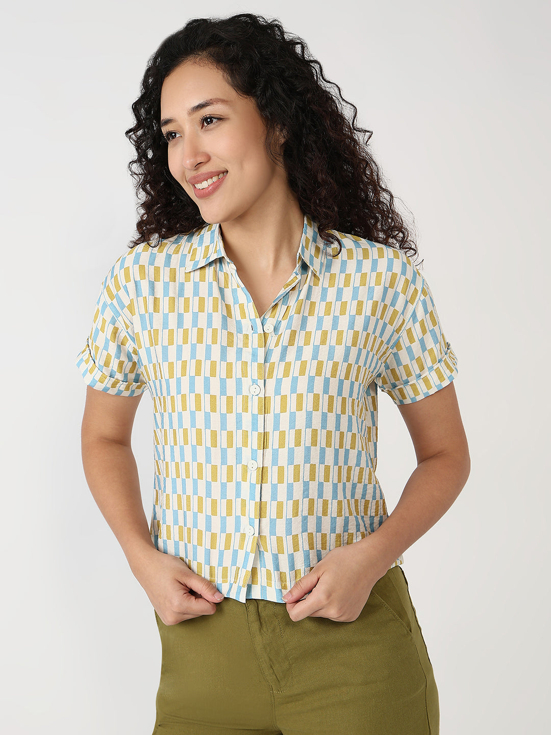 Women Multi Slim Crop Shirt