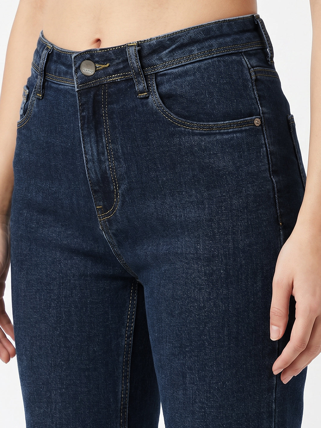 Women Blue High-Rise Crop Flare Jeans
