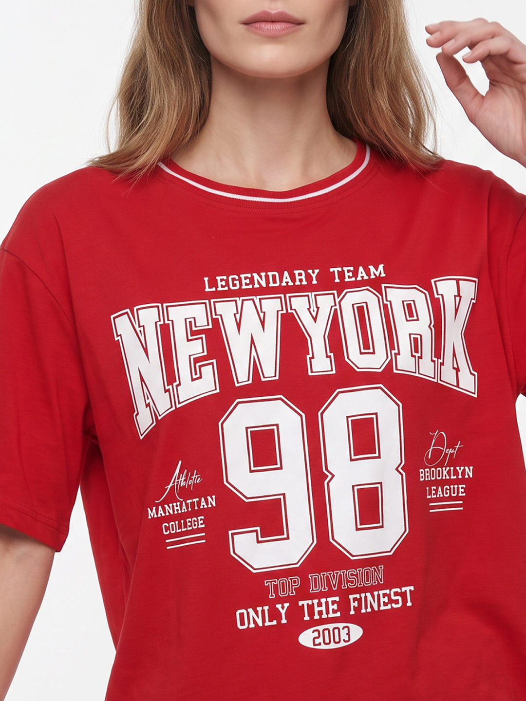 Women Red Oversized T-Shirt