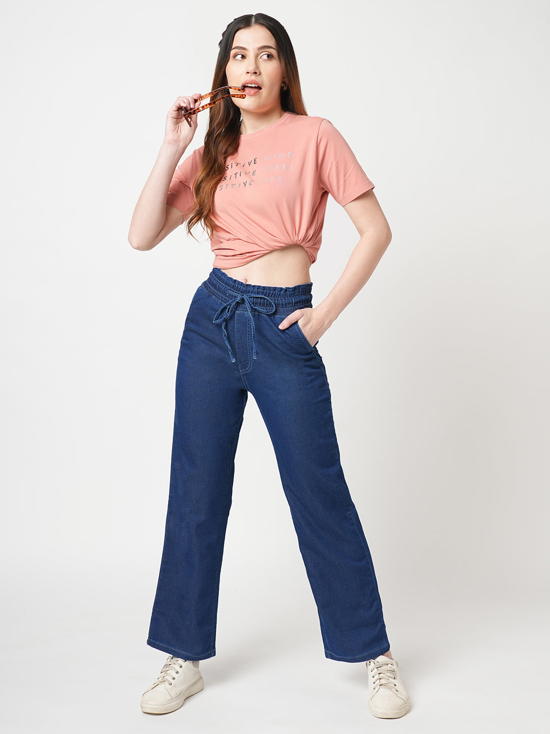 Women Blue High-Rise Joggers