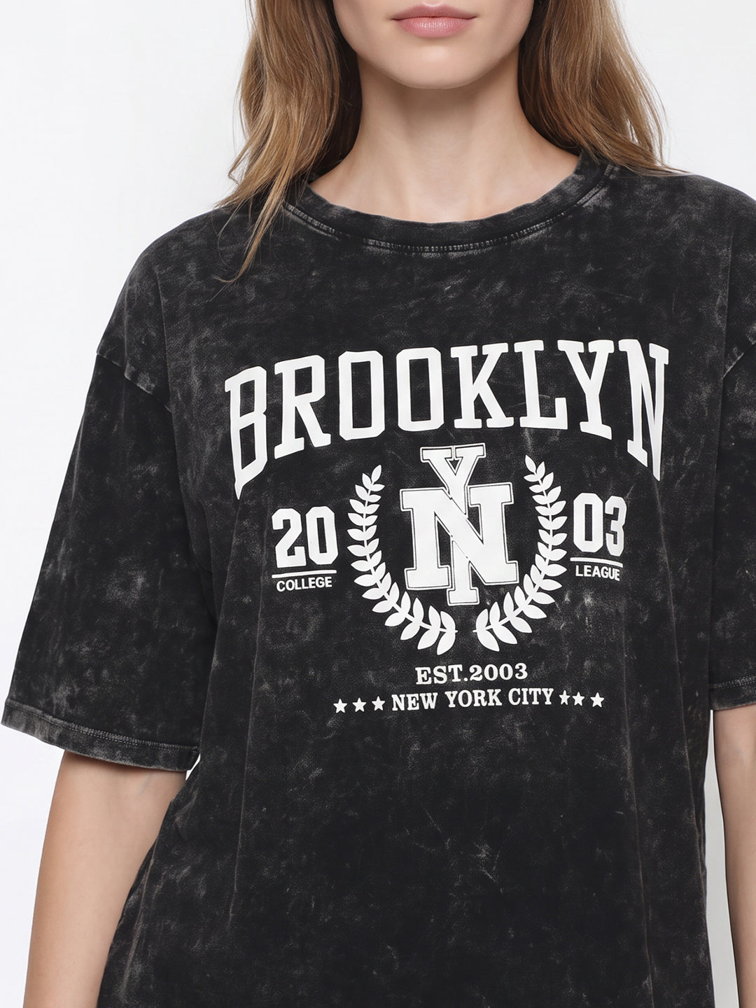 Women Black Cold Wash Oversized T-Shirt