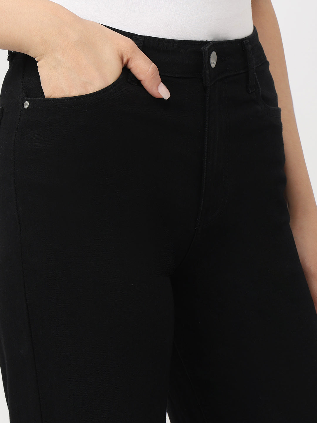 Black High-Rise Straight Fit Jeans