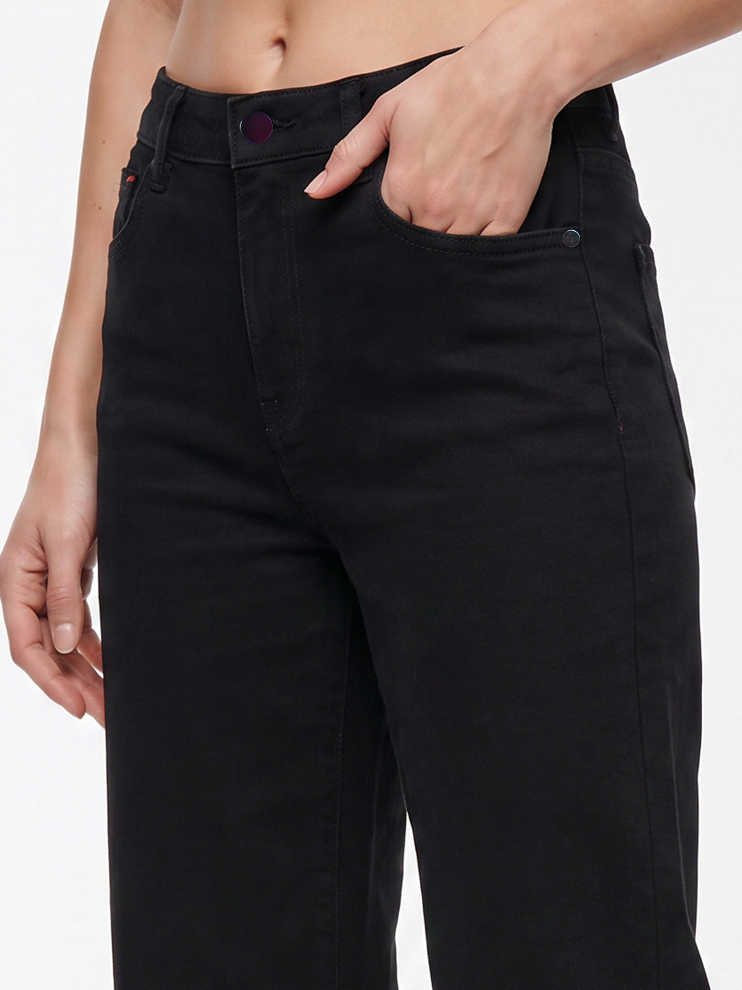 Women Black High-Rise Super Wide Leg Jeans