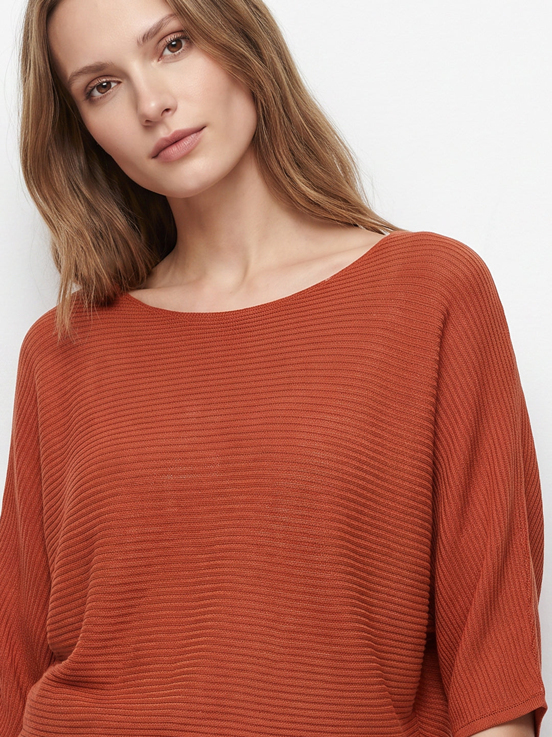 Women Burnt Orange Batsleeve Top