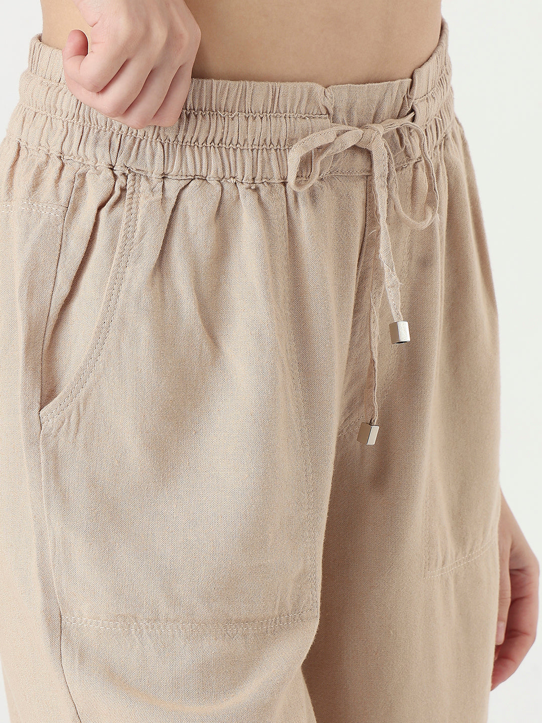Women Oatmilk Wide Leg Trousers