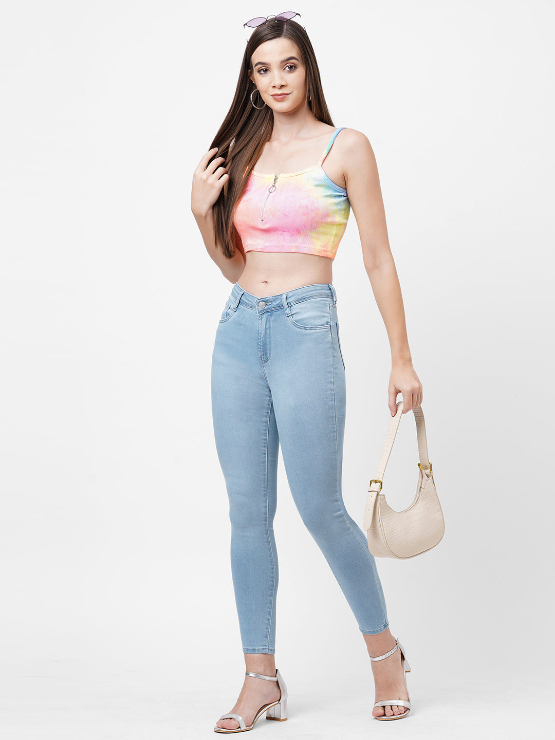 Women Light Blue High-Rise Skinny Jeans