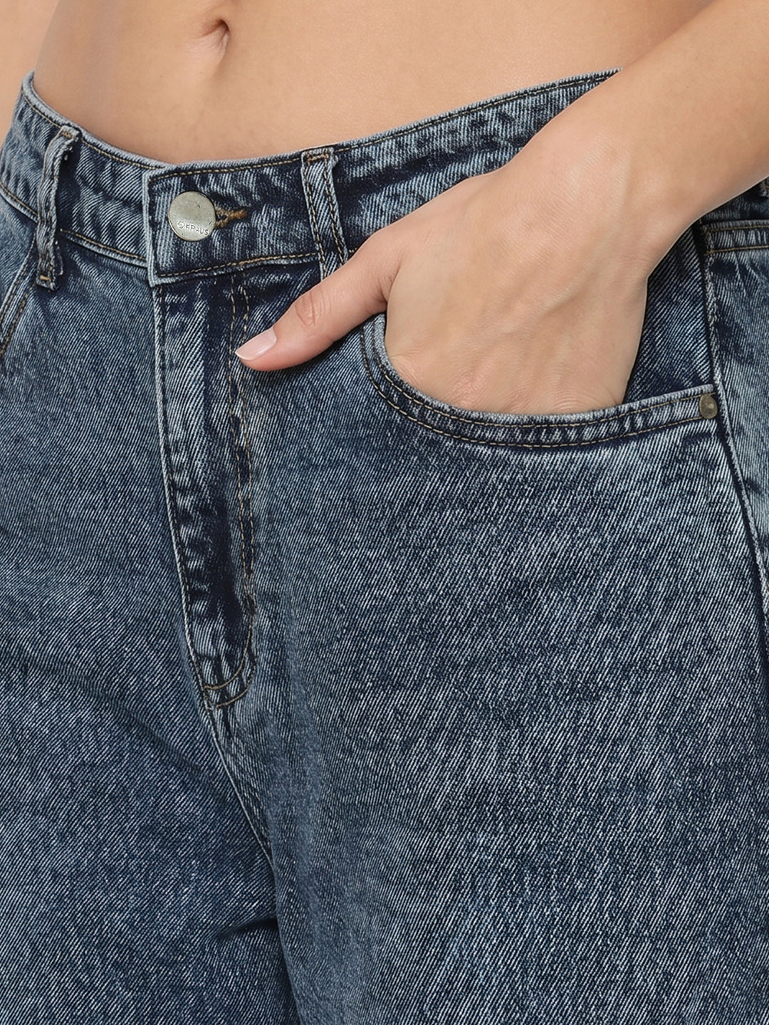 Women Blue High-Rise Crop Wide Leg Jeans
