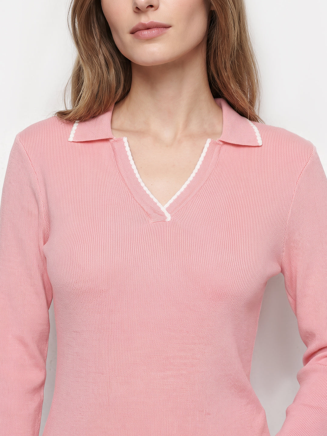 Women Peach Pink Flat Knit