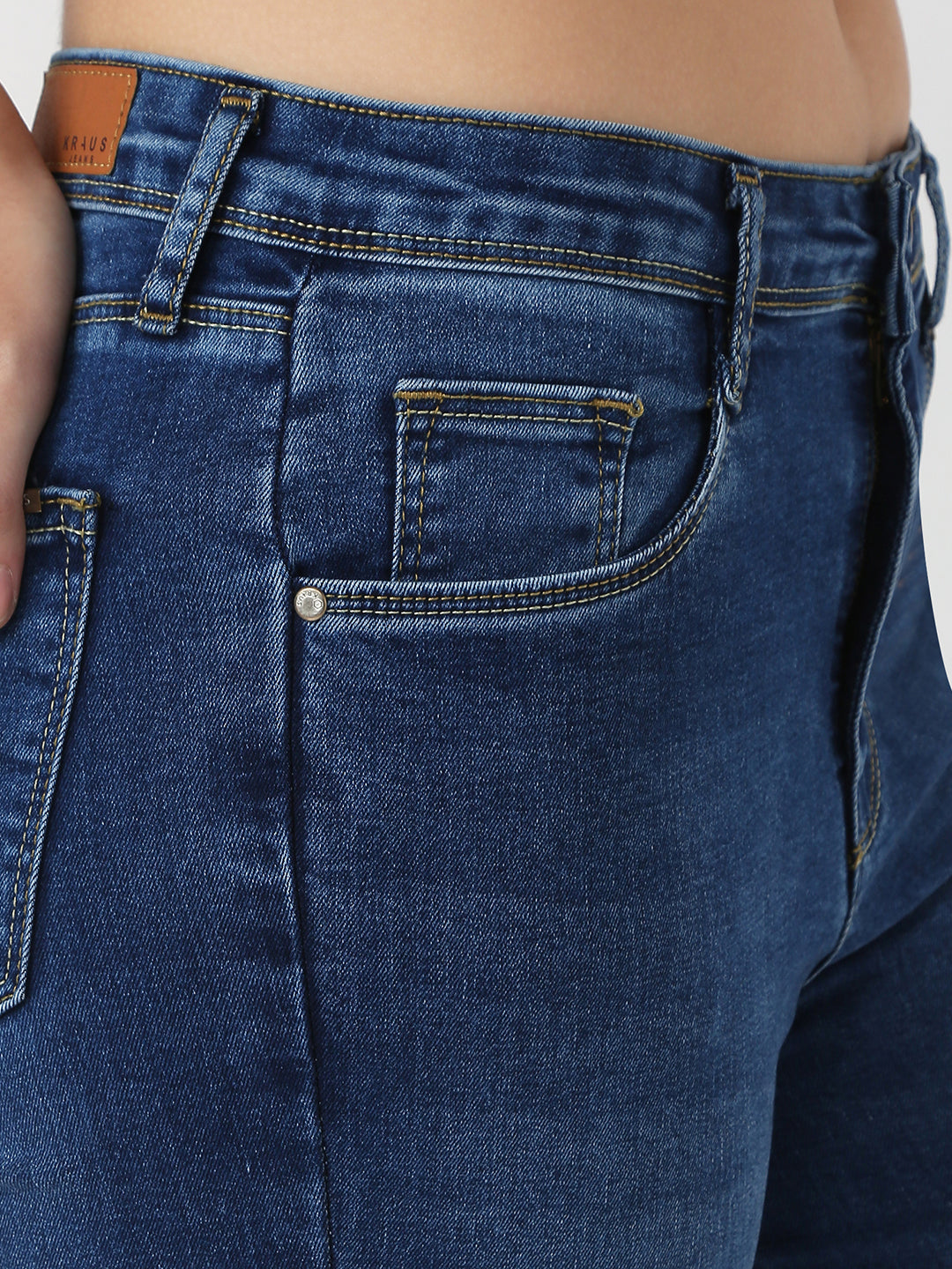 Women Dark Blue High-Rise Flare Jeans