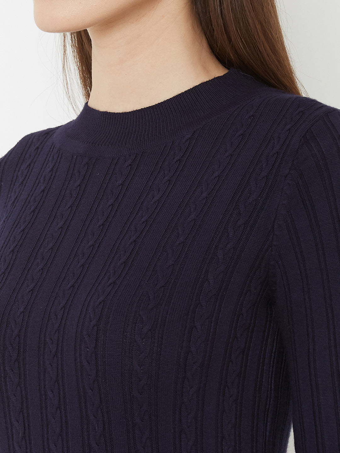 Women Navy Slim Fit Sweater