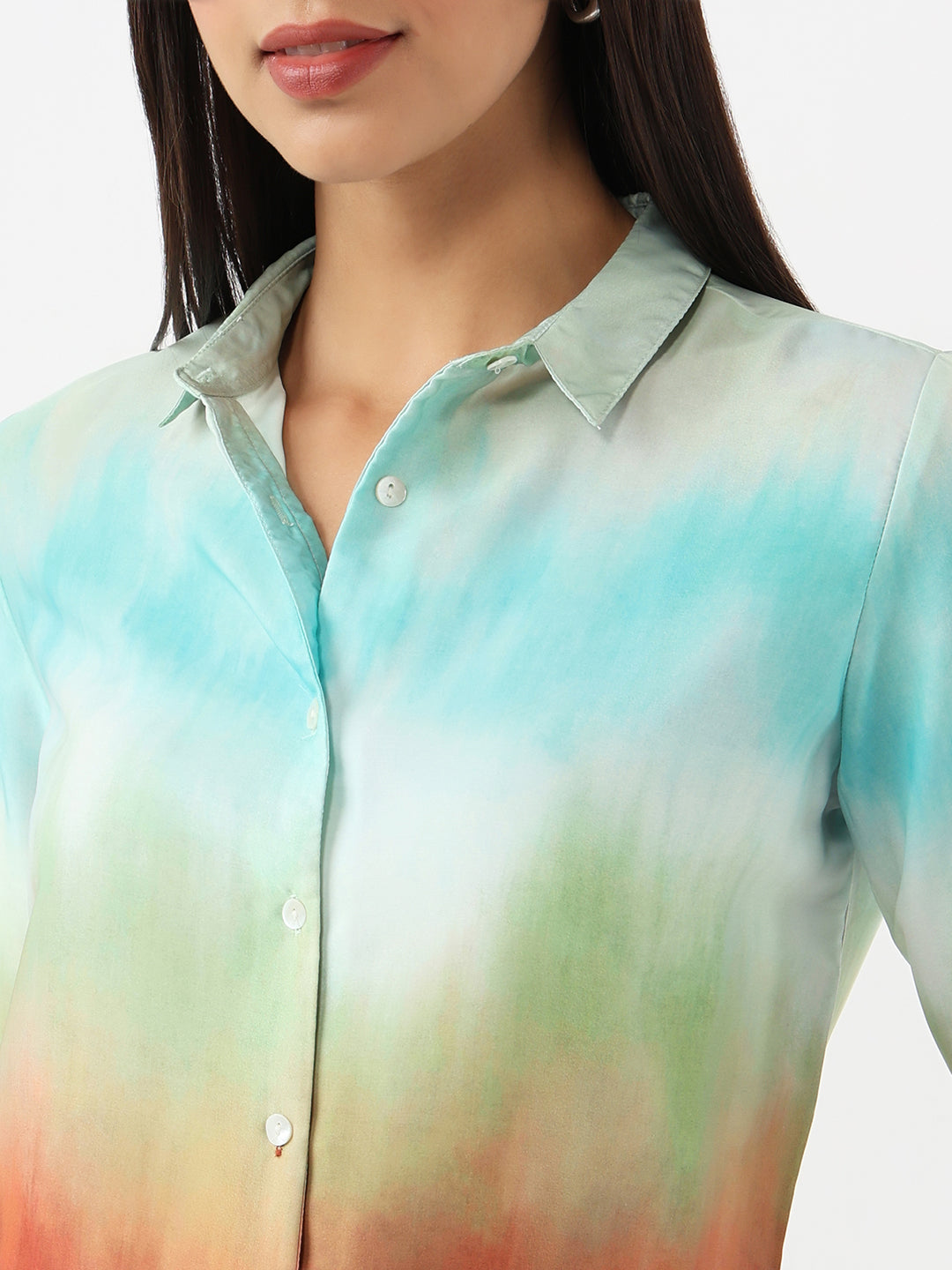 Women Rust/Aqua Ombre Shirt