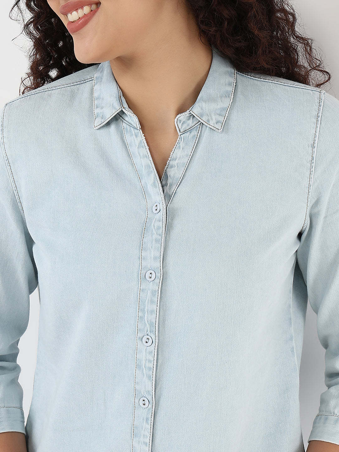Women Blue Slim Shirt