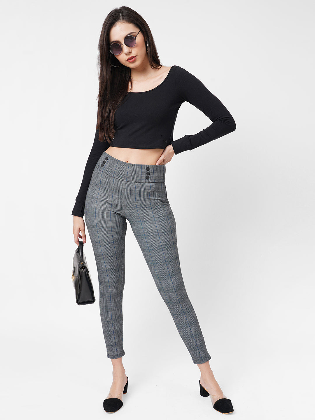 Women Grey High-Rise Skinny Treggings