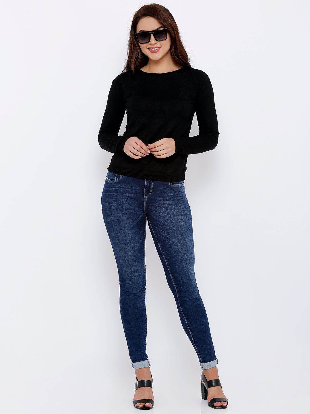 Women Dark Blue High-Rise Skinny Jeans