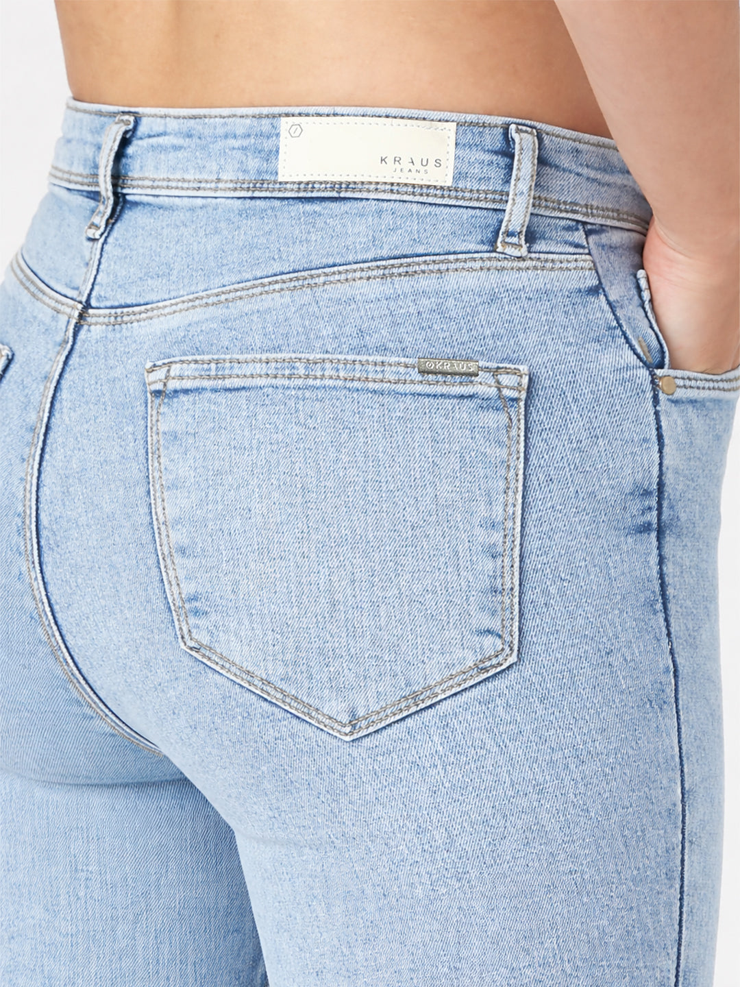 Women Light Blue High-Rise Mini Flare Jeans