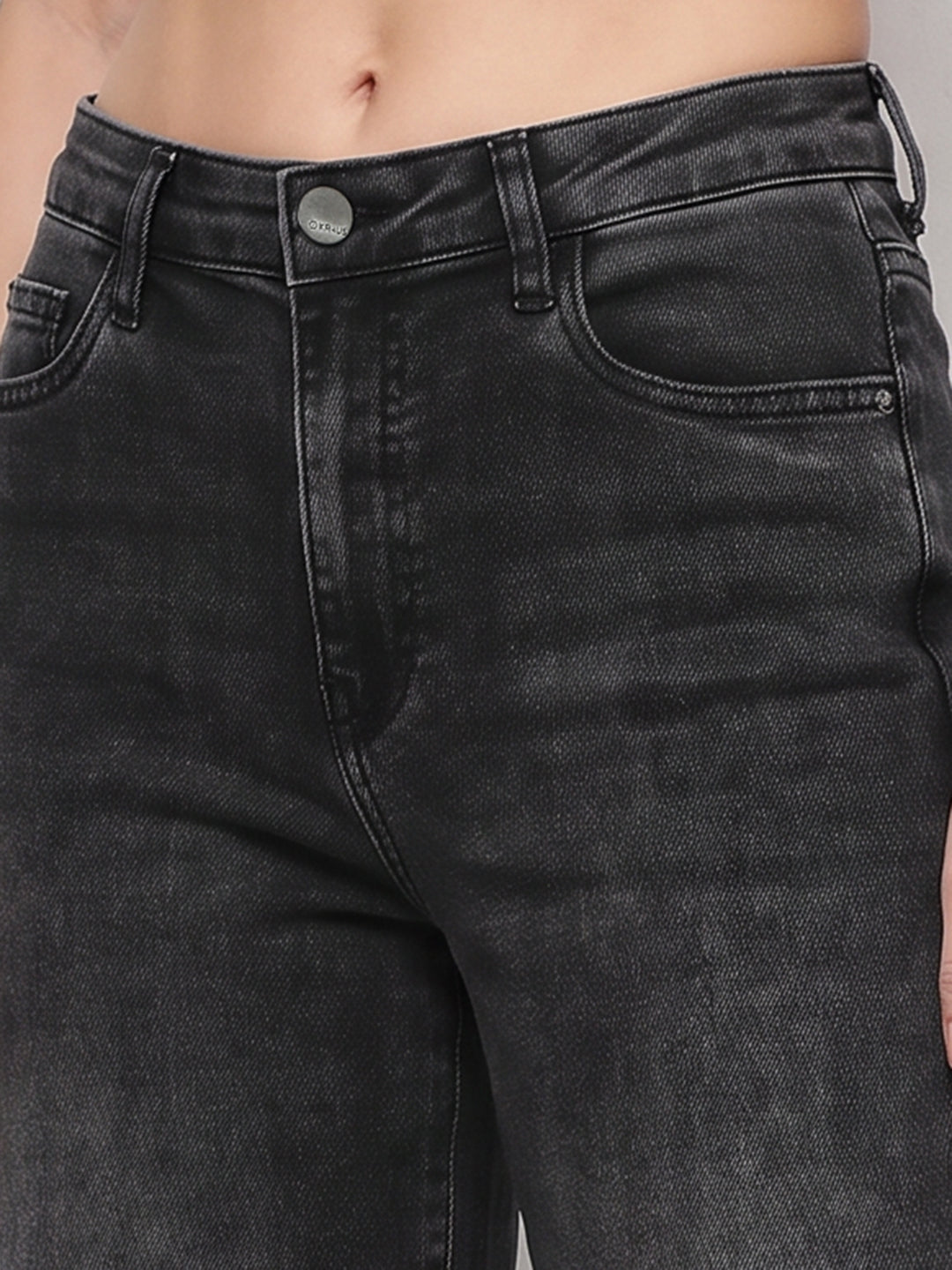 Women Charcoal Wide Leg Jeans