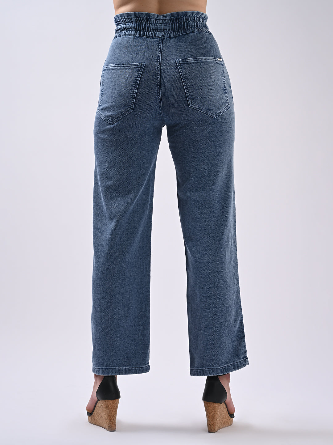 Women Blue Denim Joggers