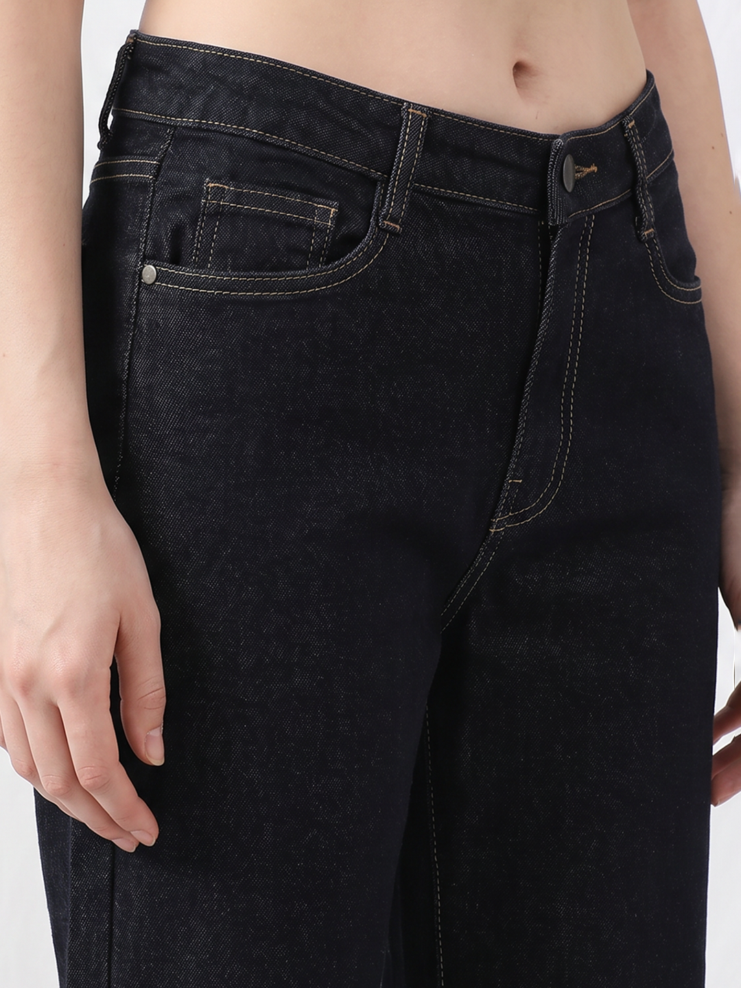 Women Black High-Rise Straight Fit Jeans