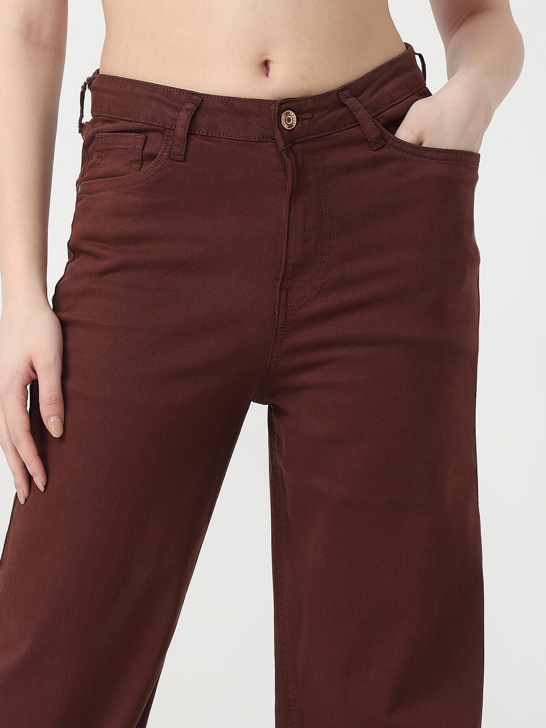 Women Sepia High-Rise Straight Jeans