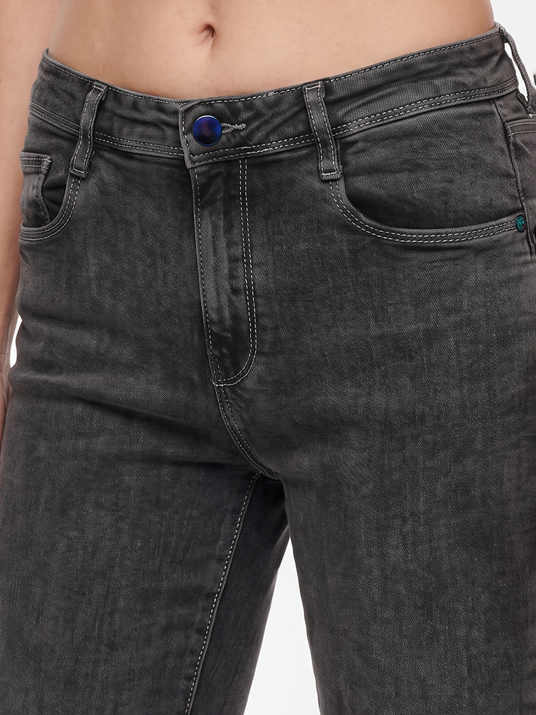 Women Grey High-Rise Flare Jeans