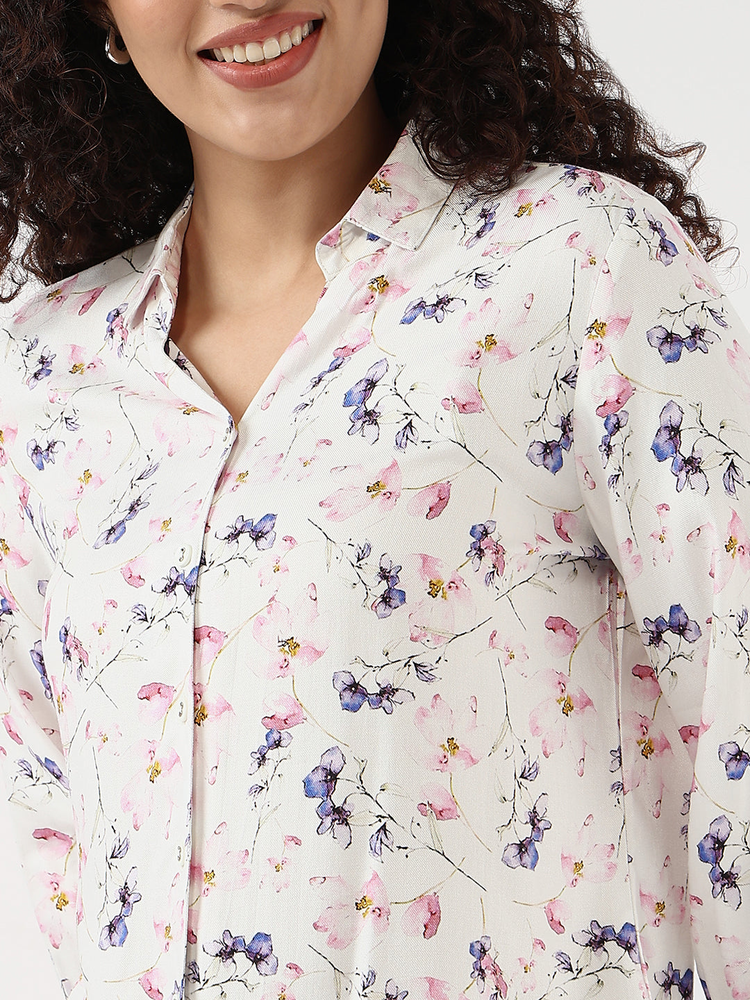 Women Floral Print Slim Shirt