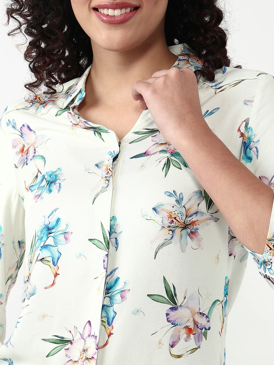 Women Floral Print Slim Shirt