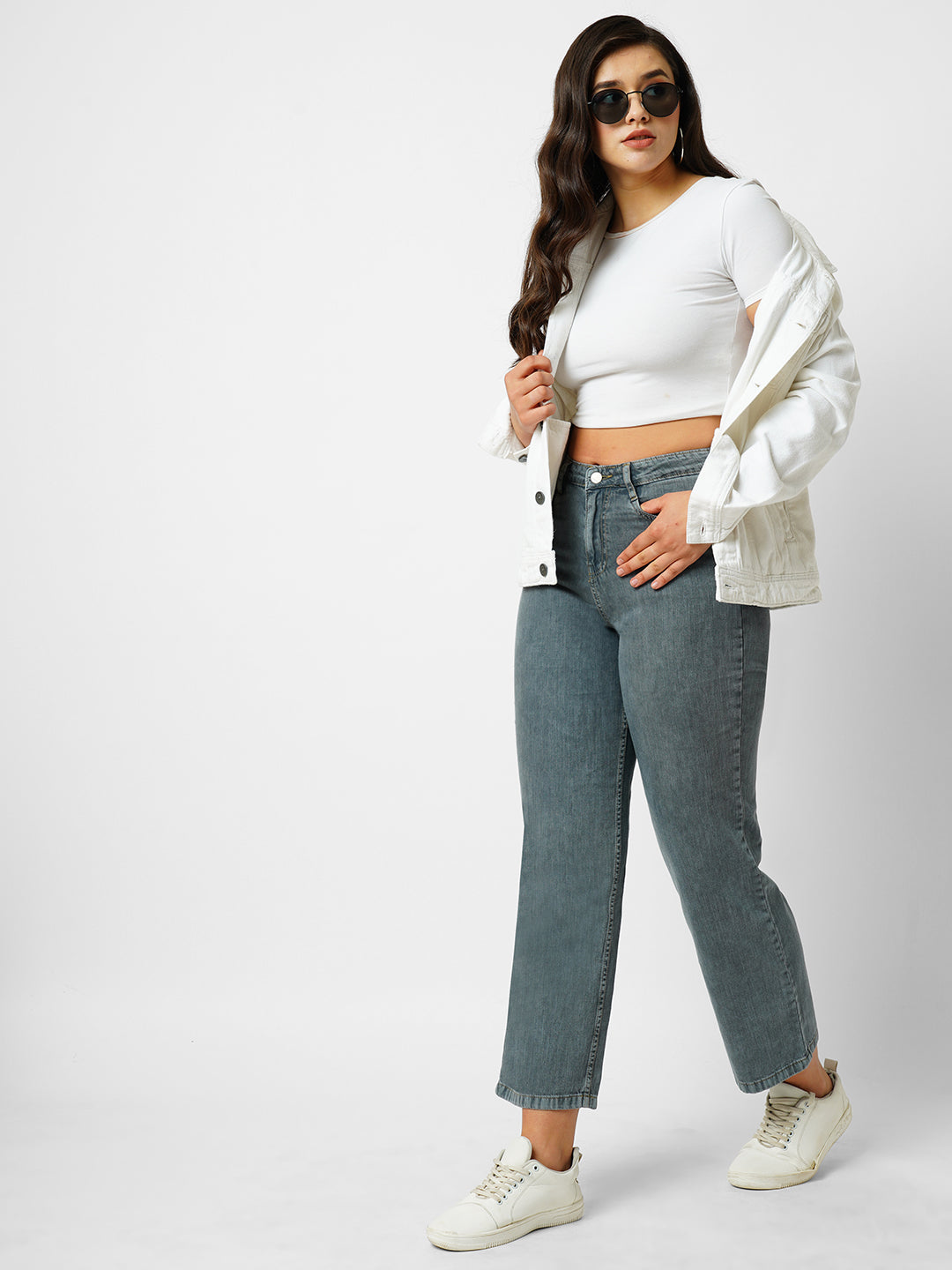 Women Grey High-Rise Loose Straight Jeans