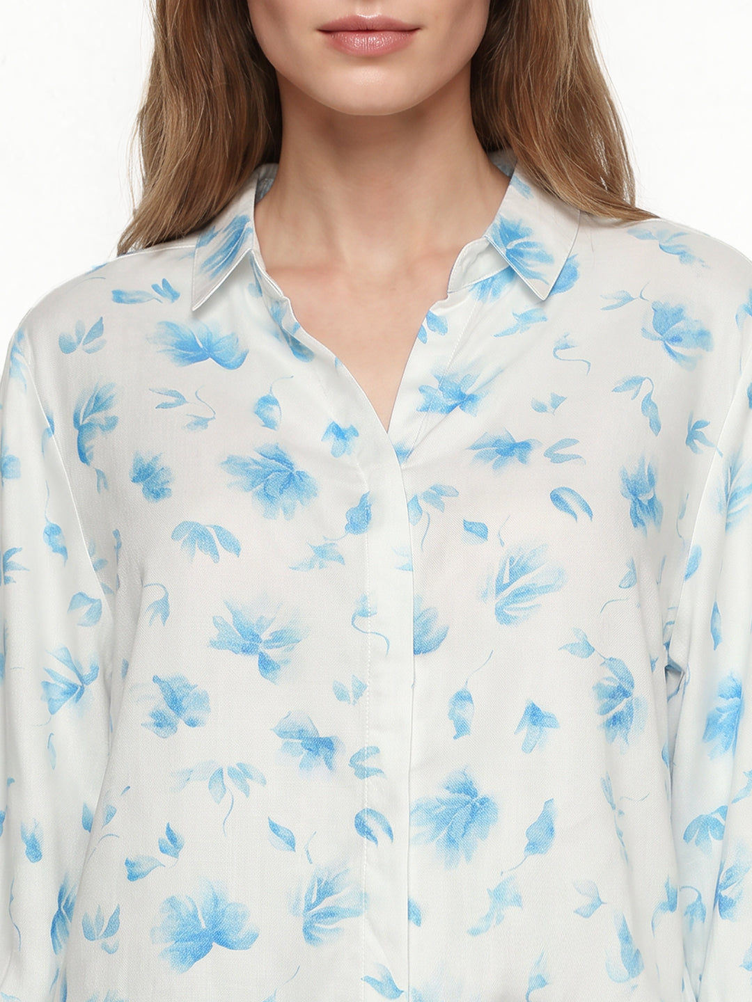 Women Blue Floral Shirt