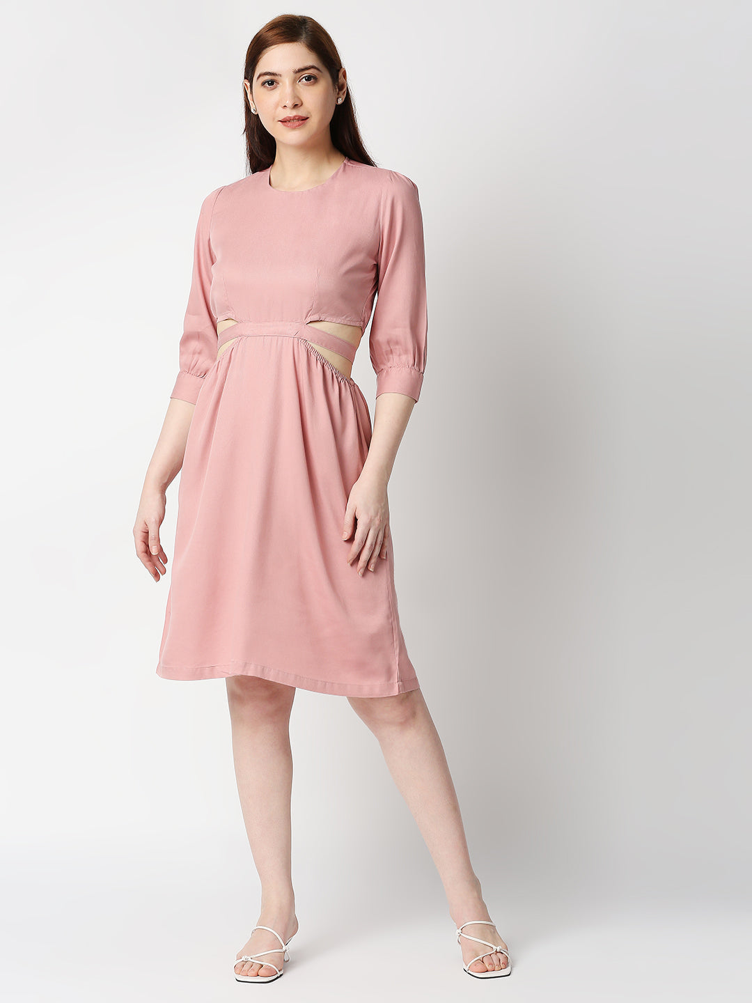 Women Blush Pink Solid Dress