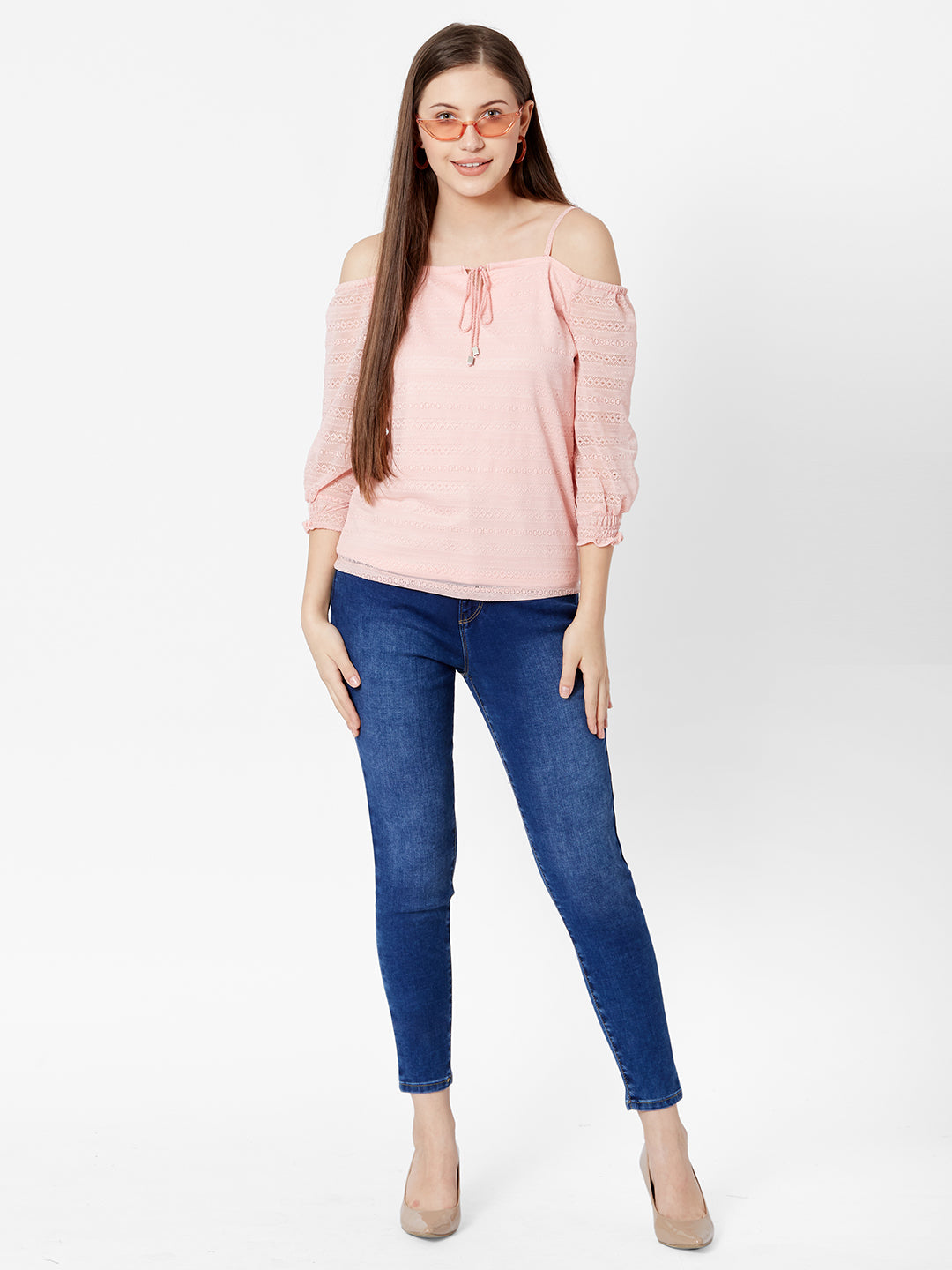 Women Peach Off Shoulder Top