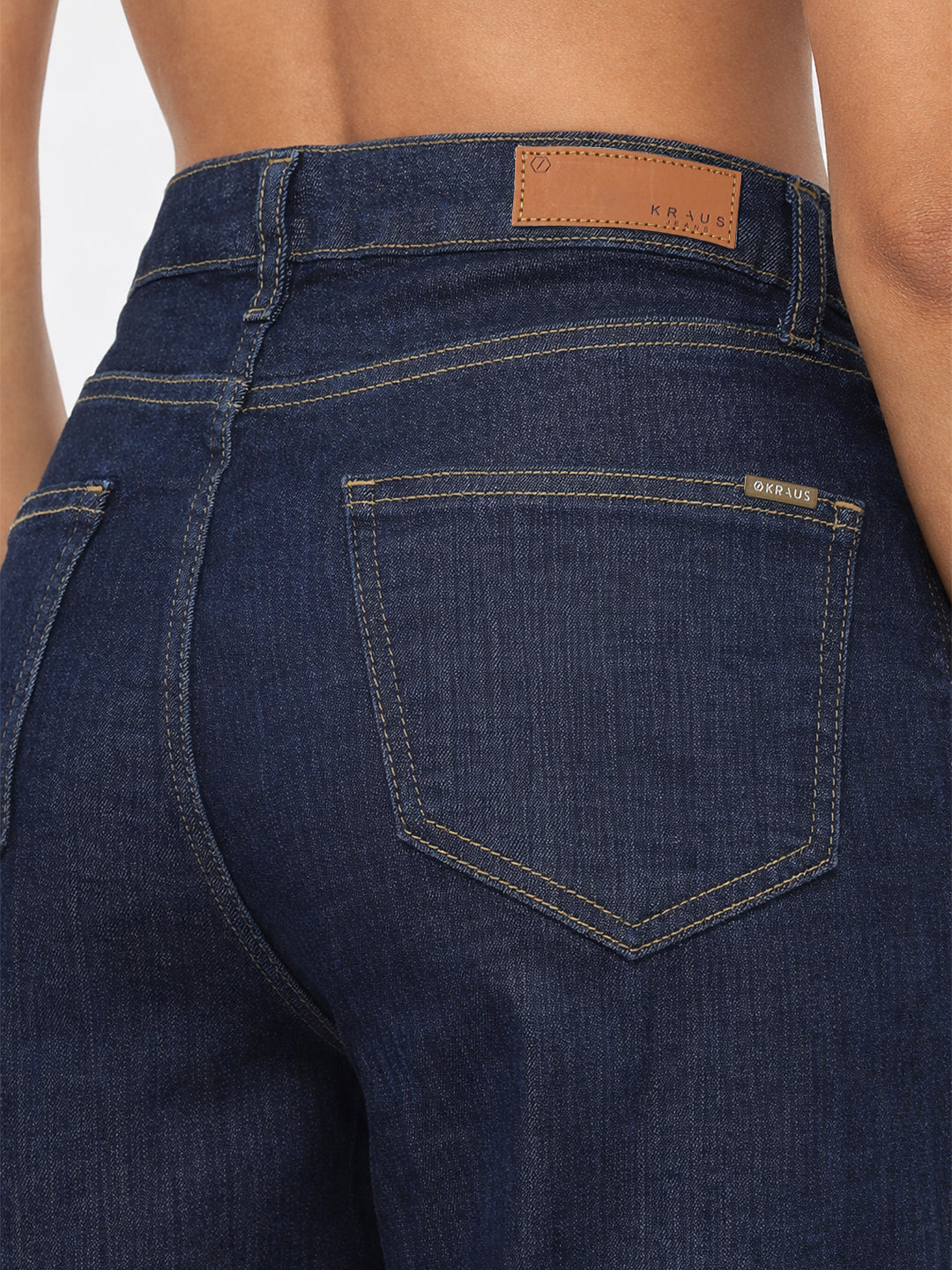 Women Dark Blue High-Rise Super Wide Leg Jeans
