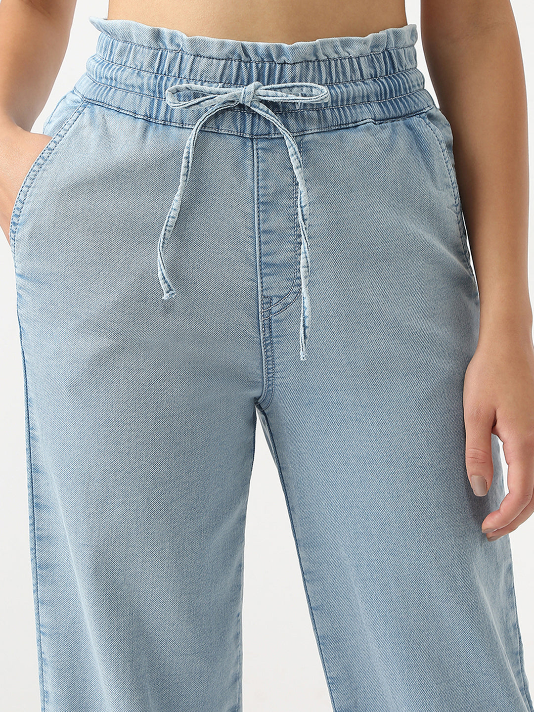 Women Light Blue Denim Joggers