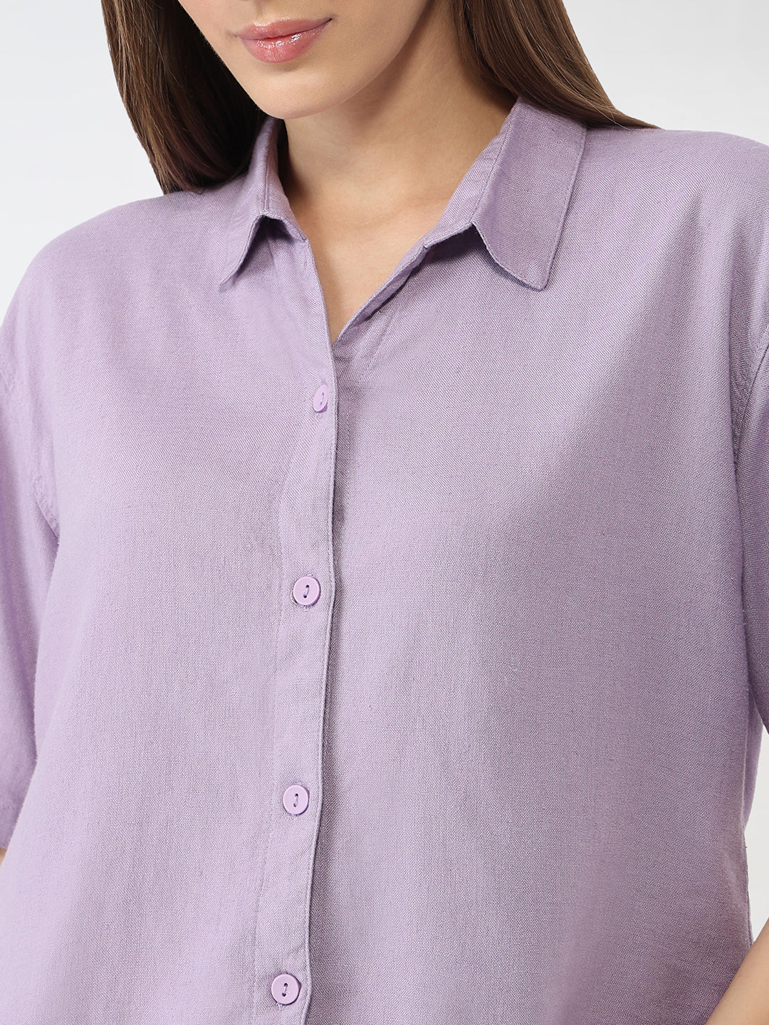 Women Lilac Slim Crop Shirt