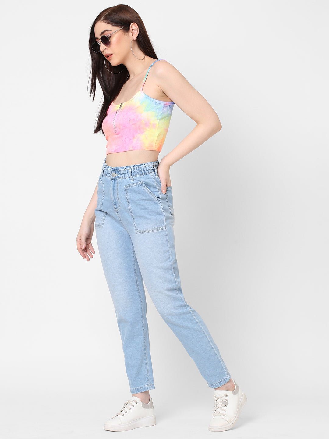 Women Light Blue High-Rise Baggy Fit Jeans
