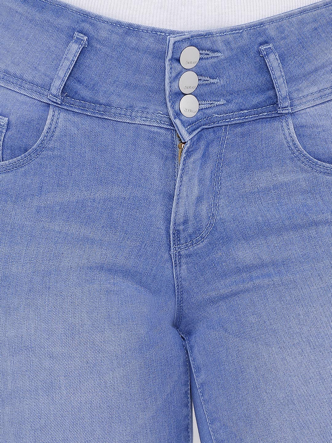 Women Blue Mid-Rise Slim Capri
