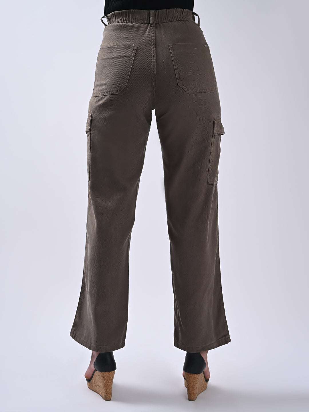 Women Dark Oyster High-Rise Cargo