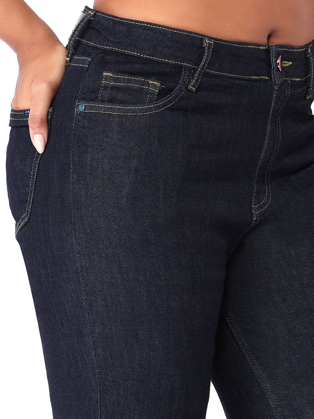 Kraus Kurve Women Blue High-Rise Slim Straight Jeans