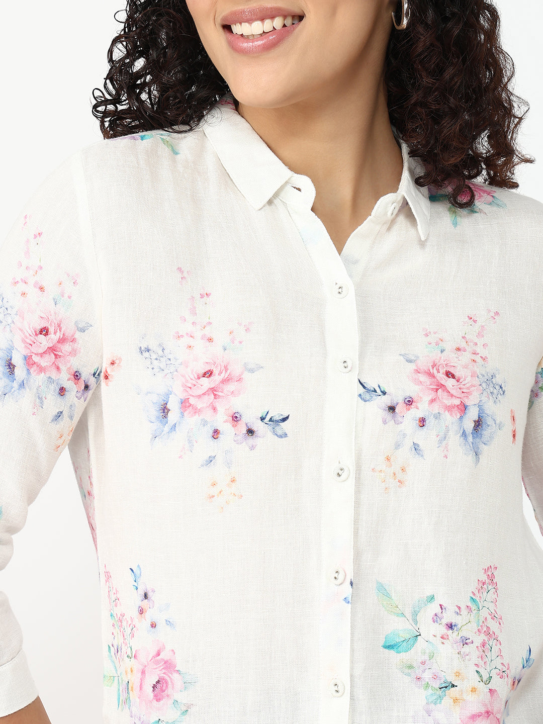 Women Floral Print Slim Shirt