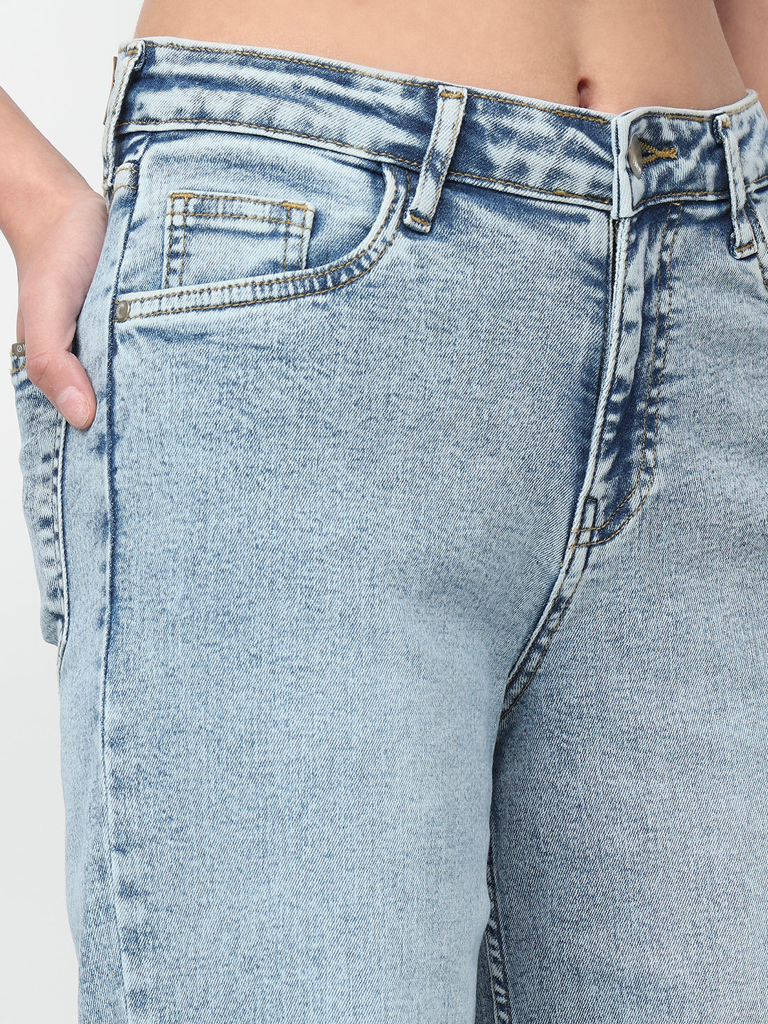 Women Light Blue High-Rise Super Wide Leg Jeans
