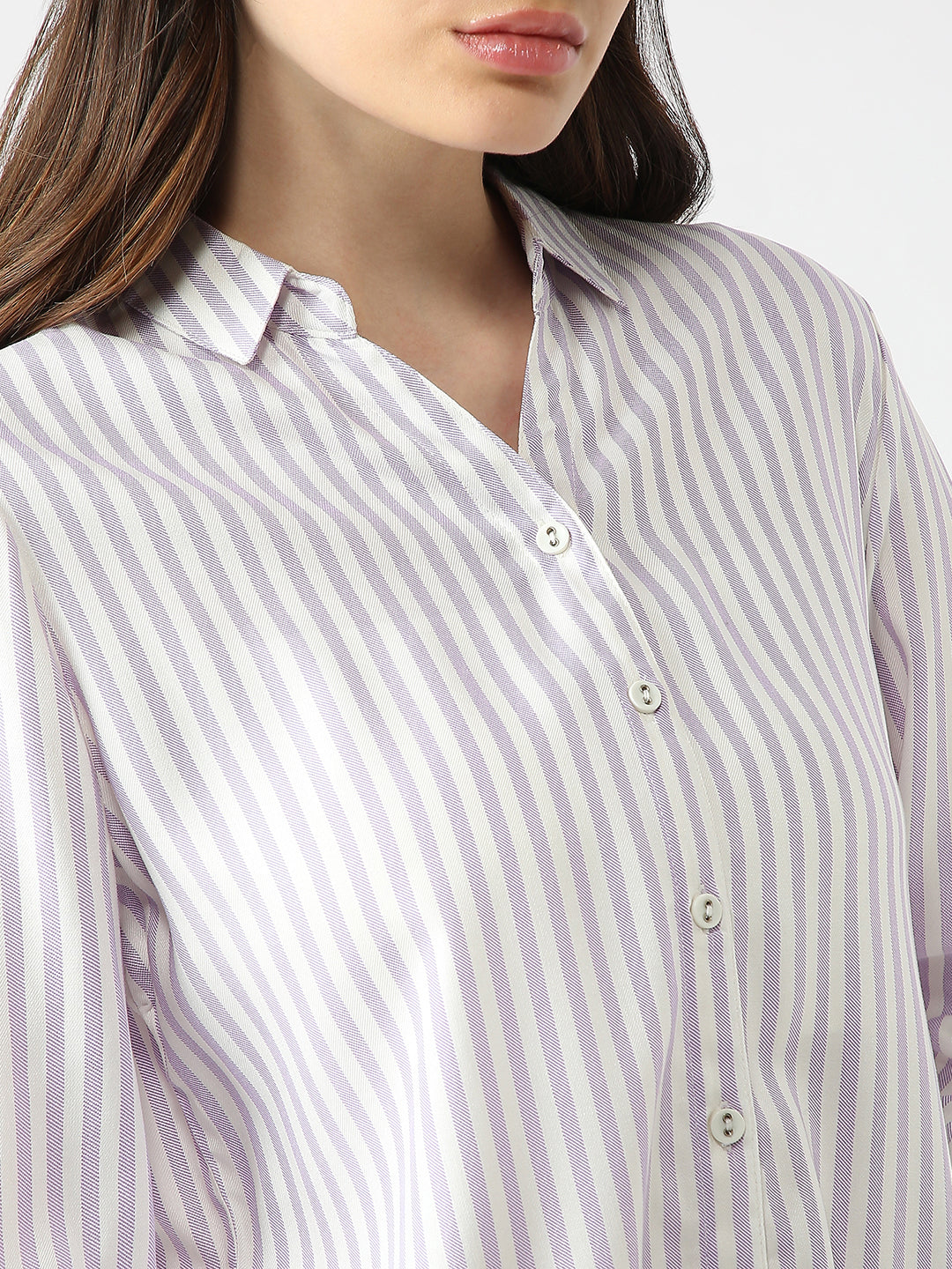 Women Lilac/White Stripe Shirt
