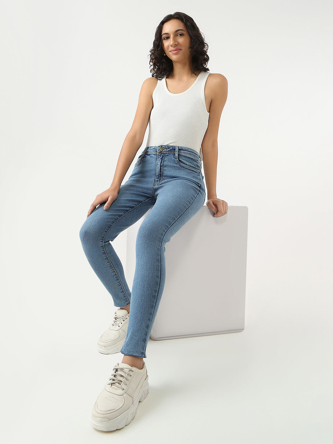 Women Blue High-Rise Skinny Jeans