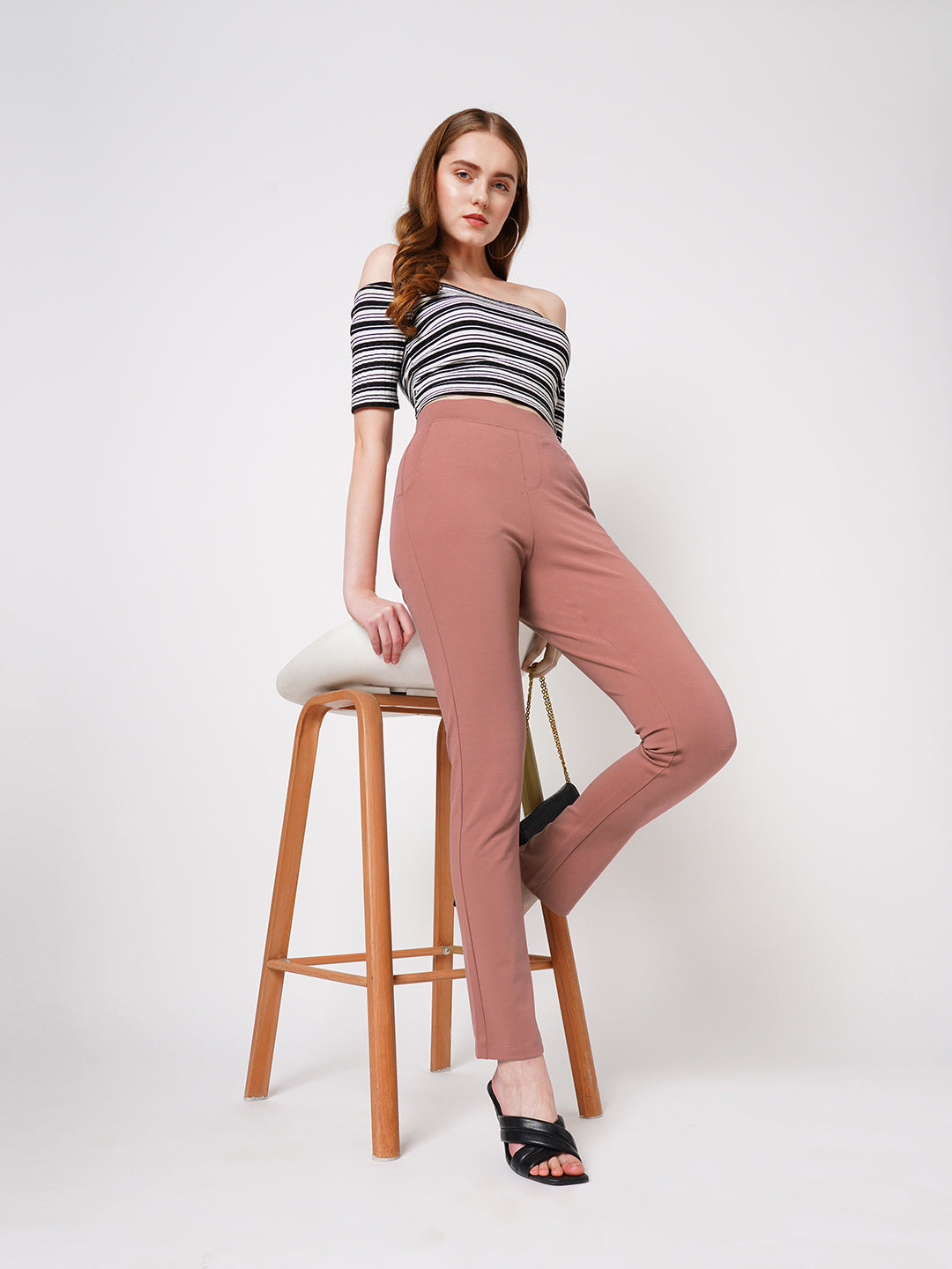 Women Dark Pink High-Rise Skinny Treggings