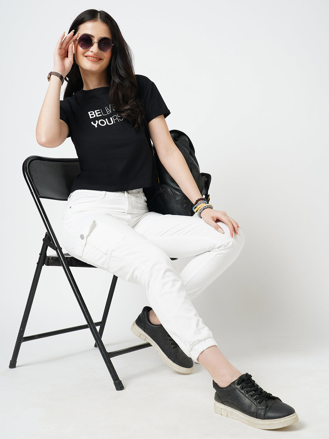 Women White High-Rise Cargo Jogger