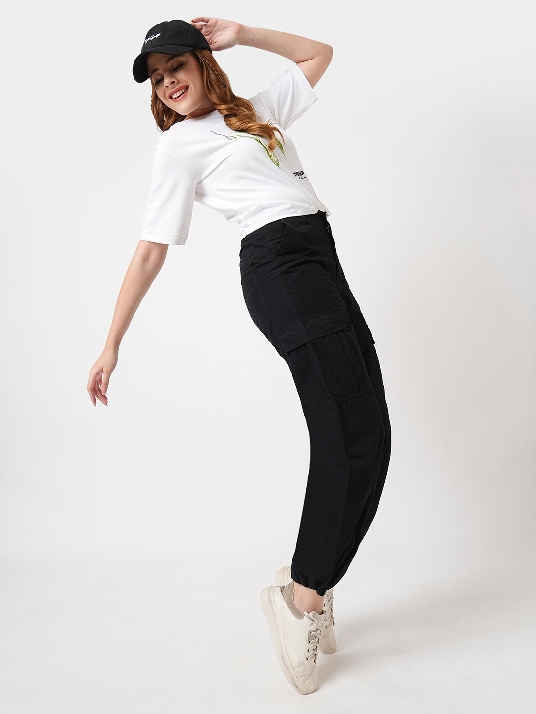 Women Black High-Rise Cargo