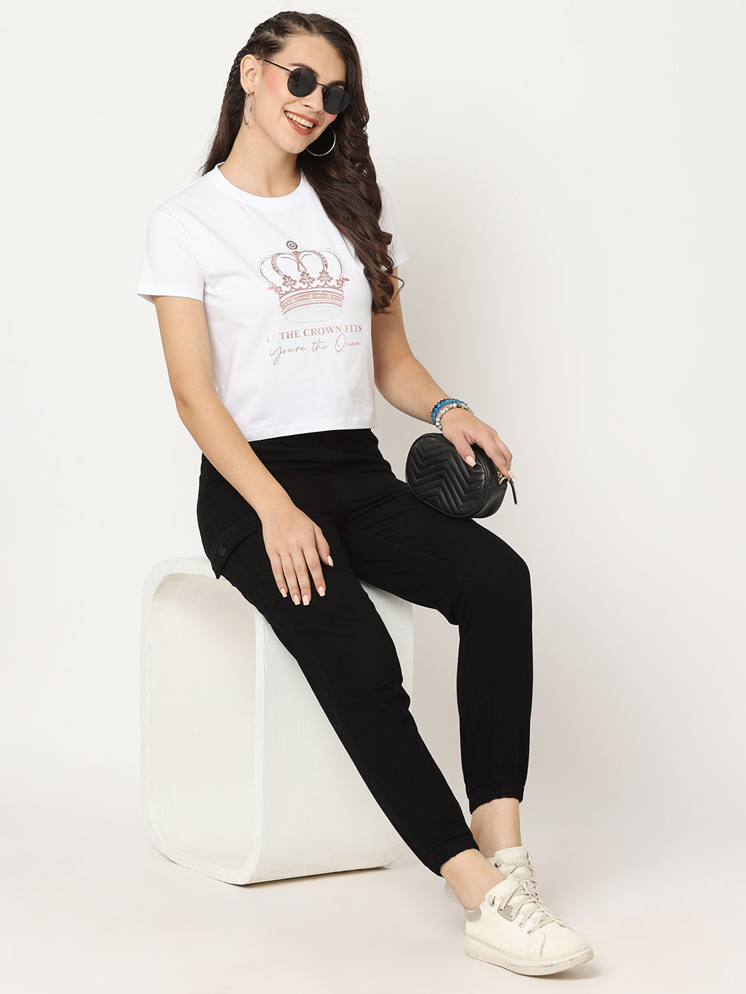 Women Black High-Rise Cargo