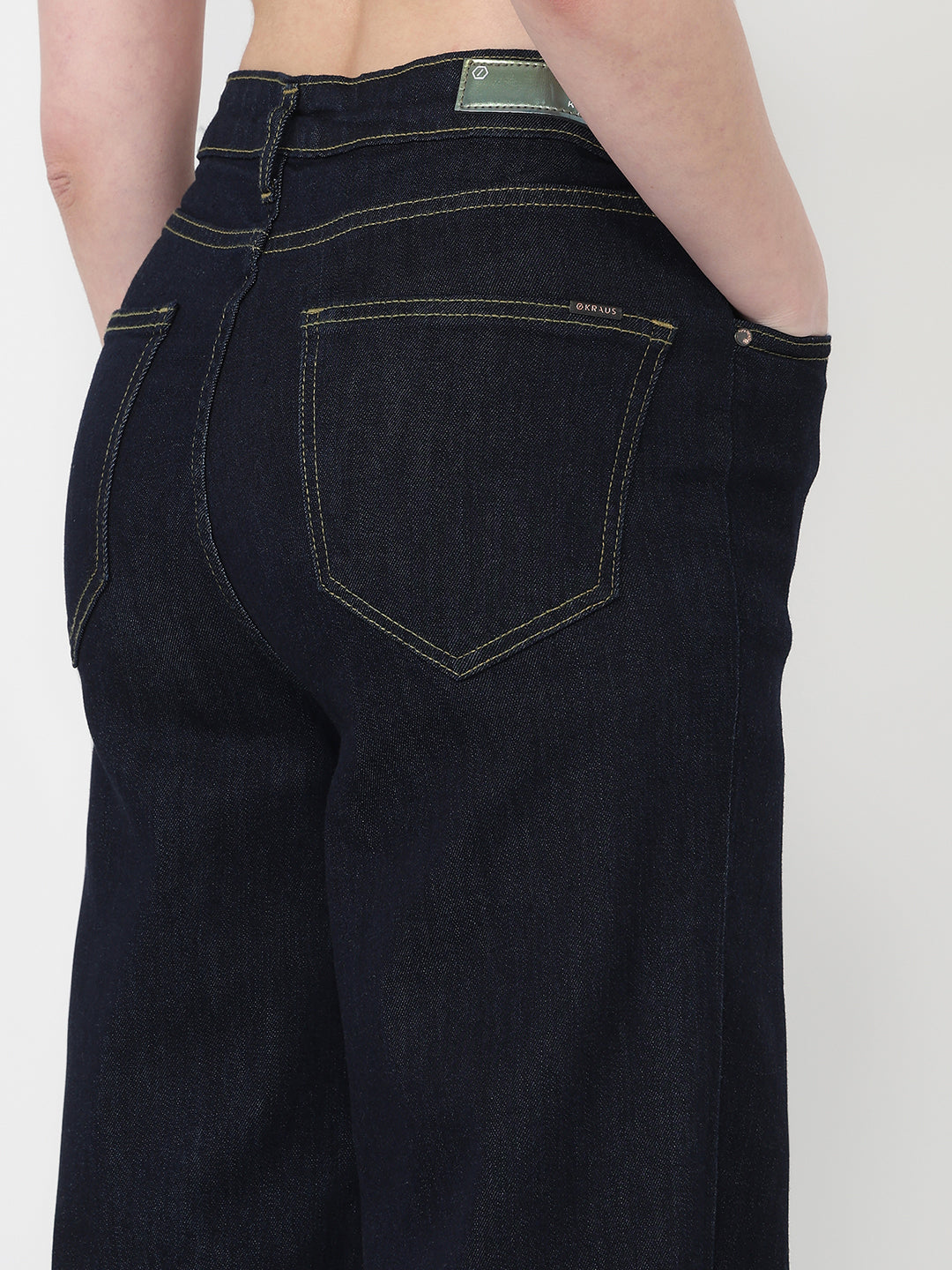Women Dark Blue Wide Leg Jeans