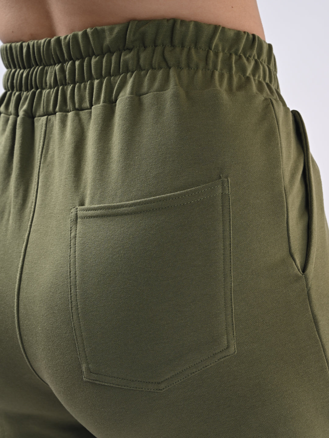 Women Olive Mid-Rise Wide Leg Pants