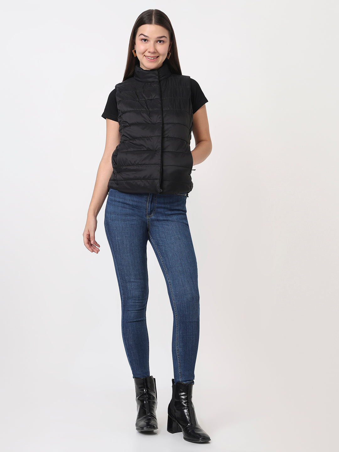Women Jet Black Winter Jacket